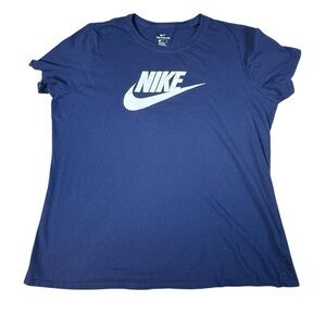 Nike Navy Blue Graphic Print Logo Short Sleeve T-Shirt Women’s Size Large